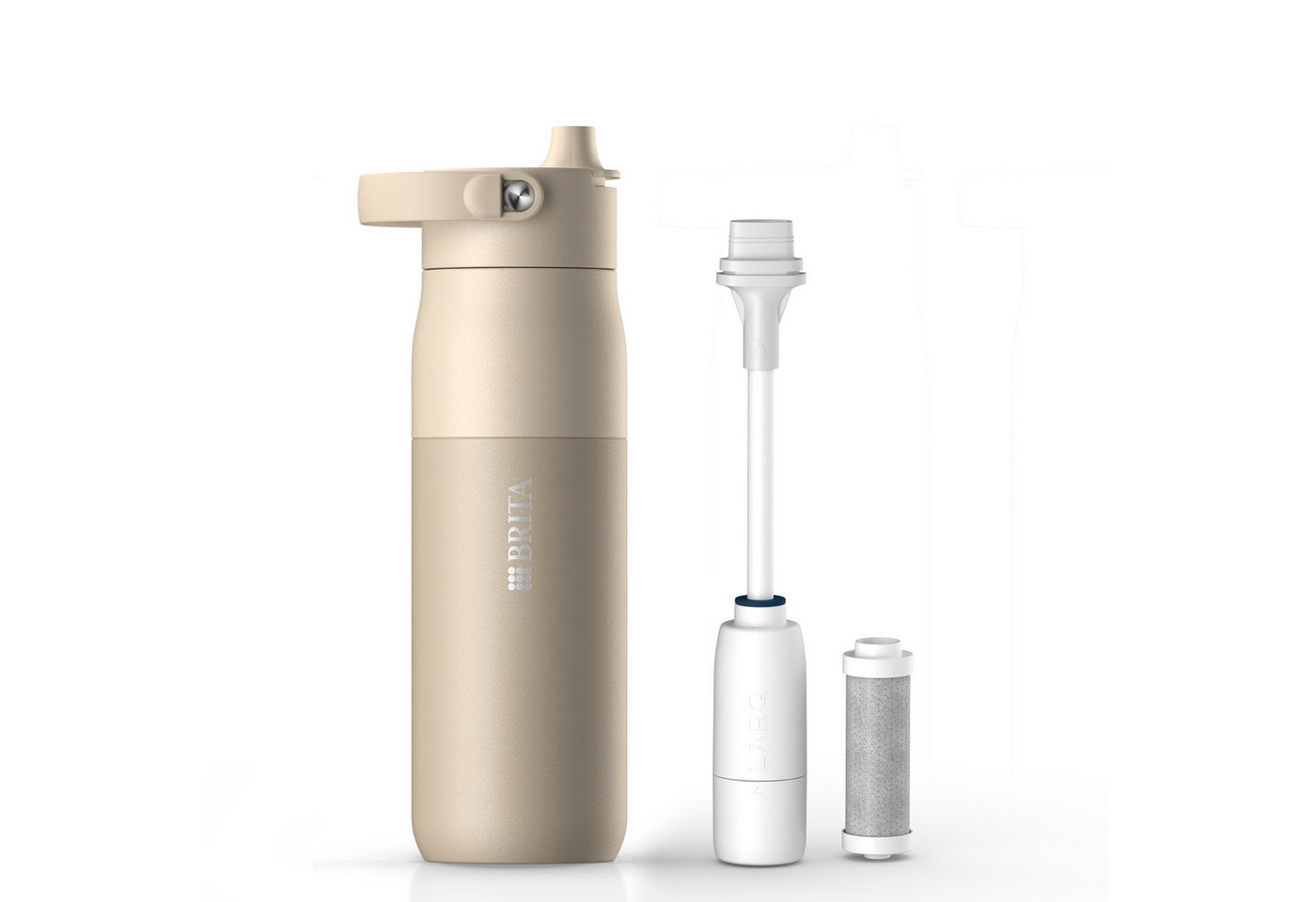 BRITA Trinkflasche BRITA LARQ Essential Filter Trinkflasche (680ml) mit Strohhalm, Edelstahl Wasserflasche mit doppelwandiger Isolierung - hält 24h kalt von BRITA