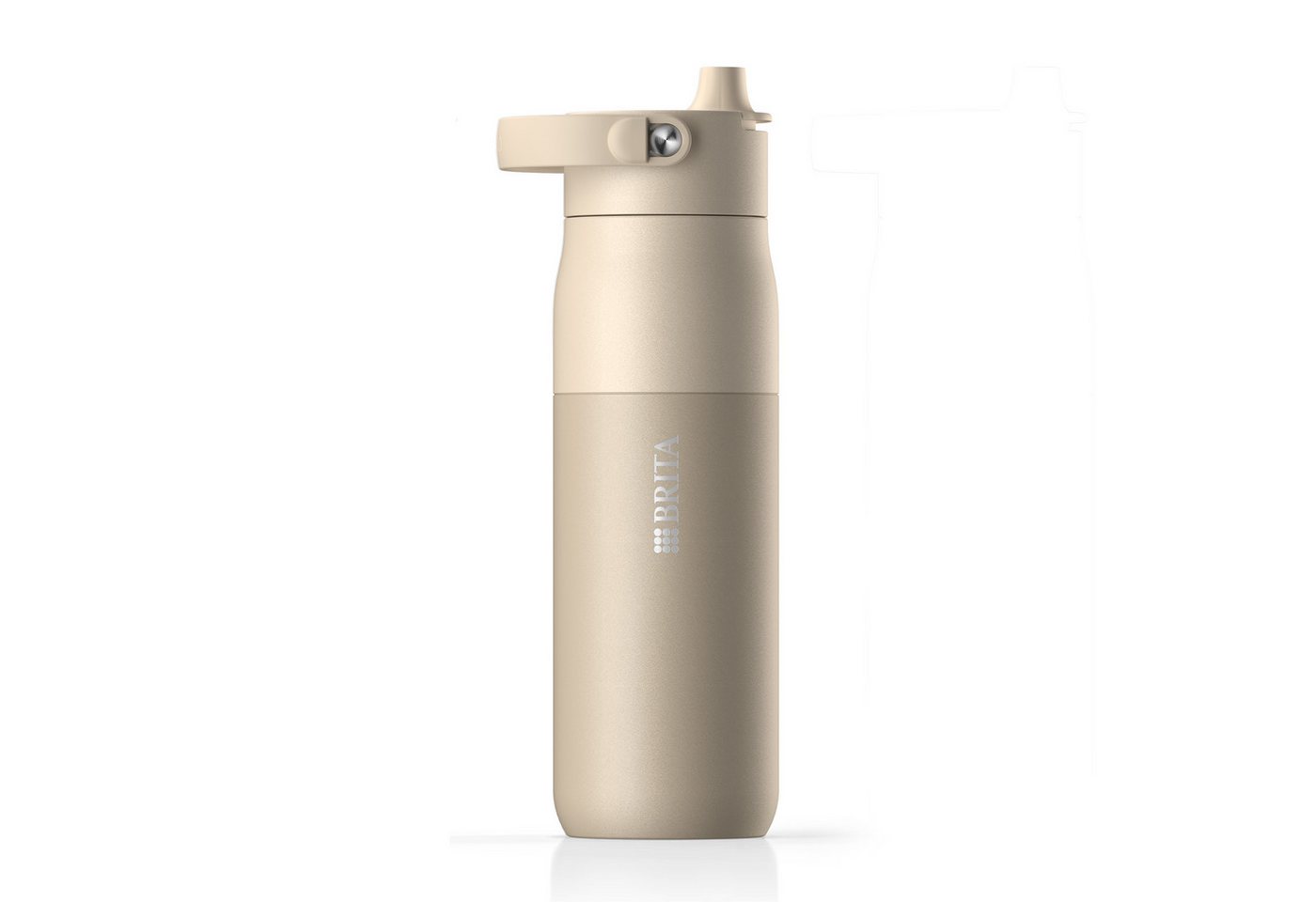BRITA Trinkflasche BRITA LARQ Essential Trinkflasche (1L) weiß mit Strohhalm, Edelstahl Wasserflasche mit doppelwandiger Isolation - hält 24h kalt von BRITA