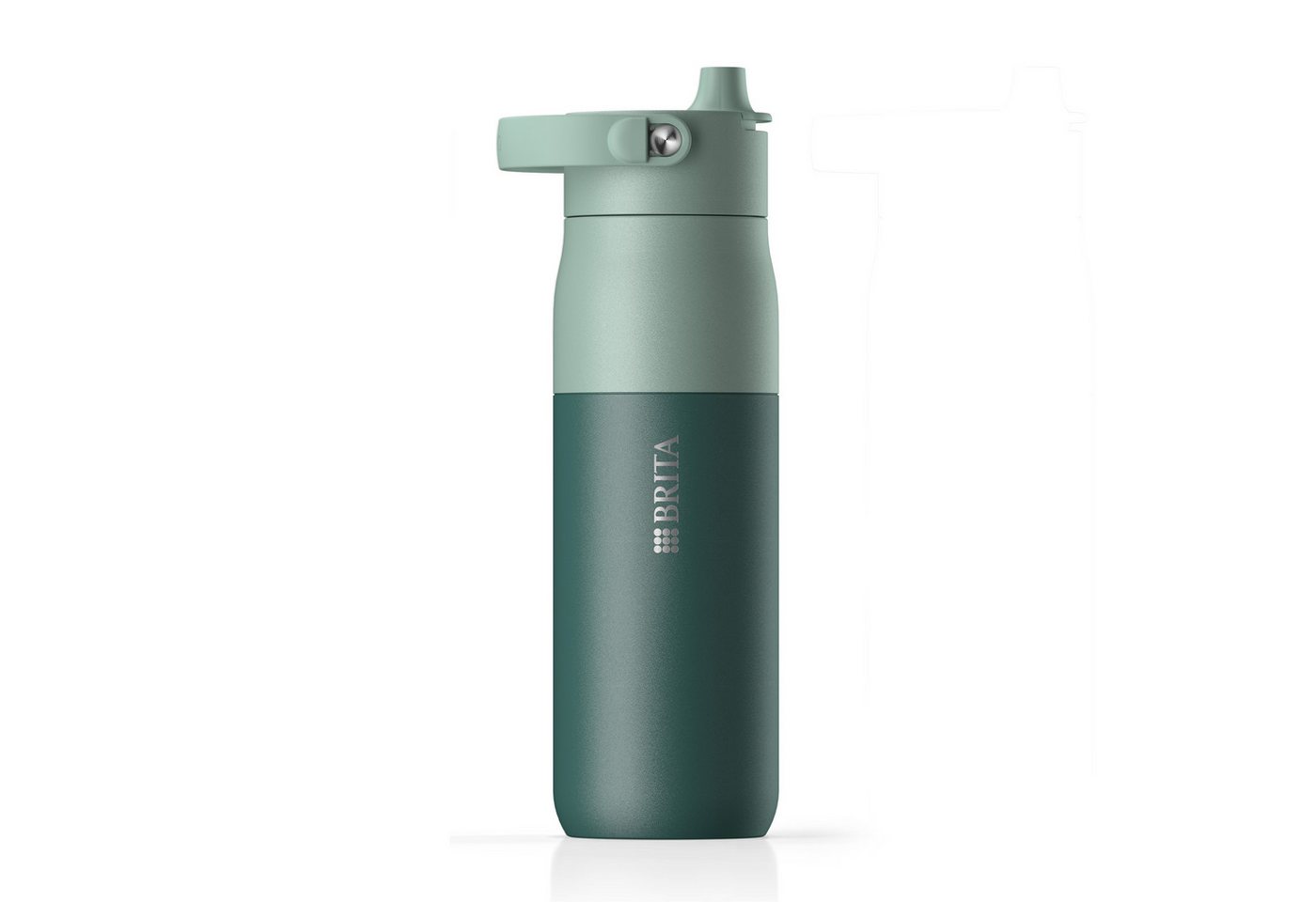 BRITA Trinkflasche BRITA LARQ Essential Trinkflasche (1L) weiß mit Strohhalm, Edelstahl Wasserflasche mit doppelwandiger Isolation - hält 24h kalt von BRITA