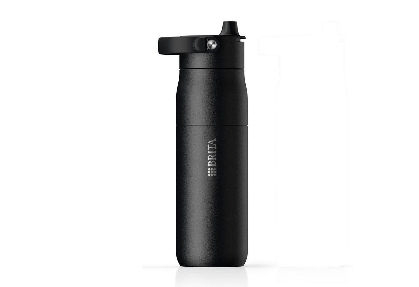 BRITA Trinkflasche BRITA LARQ Essential Trinkflasche (1L) weiß mit Strohhalm, Edelstahl Wasserflasche mit doppelwandiger Isolation - hält 24h kalt von BRITA