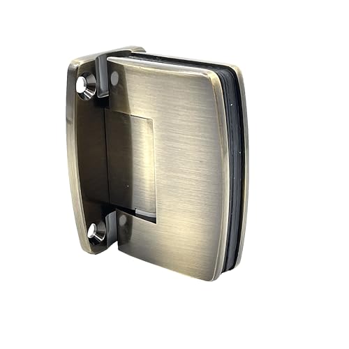 Brixwell H-R14GTW-FP-AB Radiale Serie Duschtürscharnier aus Glas zur Wandmontage, mit vollständiger Rückplatte, antikes Messing von BRIXWELL