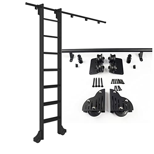 Bibliotheksleiter Hardware Kit Schiebetür Kit Rolling Library Ladder Heavy Dut Slide Rails Sliding Ladder Rail Track Hardware Kit Library Ladder Closet Set Mobile Ladder Track Kit Roller System (keine von BRJOY