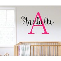 Monogramm Aufkleber, Benutzerdefinierte Name Und Initial, Personalisierte Mädchen Zimmer Dekor, Wand-Aufkleber-Monogramm, Kinderzimmer-Wand-Dekor von BRJstudioEurope
