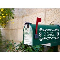 Satz Von 2 Postfach Abziehbilder, Adressetikett, Scroll, Adresse, Benutzerdefinierte Ausgefallene Postfach-Nummern von BRJstudioEurope