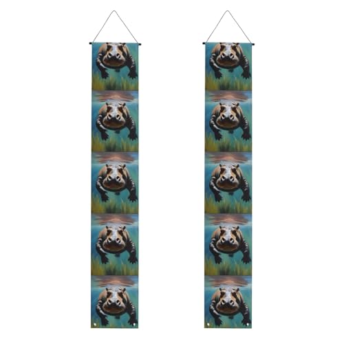 Abschluss-Banner für Veranda, BROLEO Diving Hippo Drucke, Dekor-Banner, Türschild, für Außen- und Innenhof-Party, 30,5 x 180,9 cm Abschluss-Banner für Veranda, BROLEO Diving Hippo Drucke, Dekor-Banner, Türschild, für Außen- und Innenhof-Party, 30,5 x 180,9 cm von BROLEO