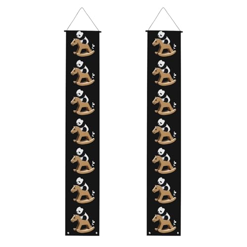 Abschlussbanner für Veranda, BROLEO Panda, spielt auf Holzpferd, Drucke, Dekor-Banner, Türschild, für drinnen und draußen, Hof, Party, 30,5 x 180,9 cm Abschlussbanner für Veranda, BROLEO Panda, spielt auf Holzpferd, Drucke, Dekor-Banner, Türschild, für drinnen und draußen, Hof, Party, 30,5 x 180,9 cm von BROLEO