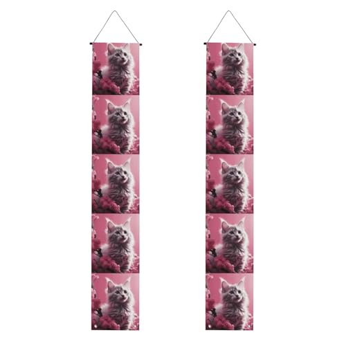 Abschlussbanner für Veranda, BROLEO rosa Töne, Katzendruck, Dekor-Banner, Türschild, für drinnen und draußen, Hof, Party, 30,5 x 180,9 cm Abschlussbanner für Veranda, BROLEO rosa Töne, Katzendruck, Dekor-Banner, Türschild, für drinnen und draußen, Hof, Party, 30,5 x 180,9 cm von BROLEO