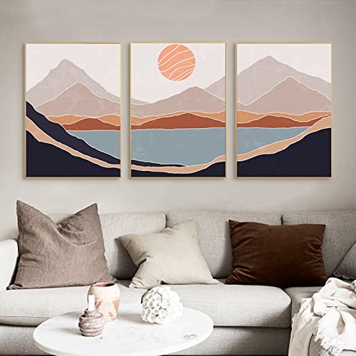 Abstrakte Malerei See Berg Boho Leinwand Poster Druck Sonnenuntergang Landschaft Drucke Nordic Wand Kunst Poster Bild Schlafzimmer Dekor Abstrakte Malerei See Berg Boho Leinwand Poster Druck Sonnenuntergang Landschaft Drucke Nordic Wand Kunst Poster Bild Schlafzimmer Dekor von BROLEO