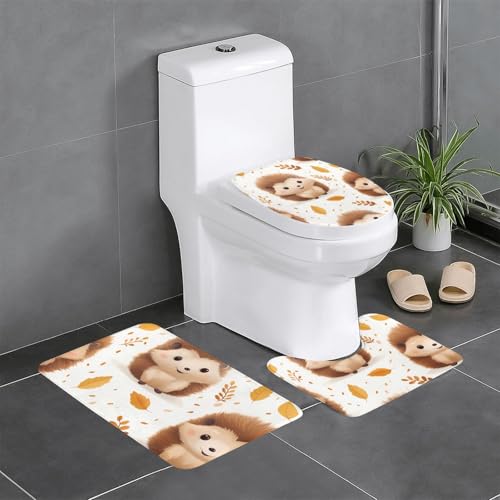 BROLEO 3-teiliges Anti-Rutsch-Bodenmatten-Set, Baby-Igel-Druck, Badezimmerteppiche für ultimativen Komfort, Hauptbadezimmer BROLEO 3-teiliges Anti-Rutsch-Bodenmatten-Set, Baby-Igel-Druck, Badezimmerteppiche für ultimativen Komfort, Hauptbadezimmer von BROLEO
