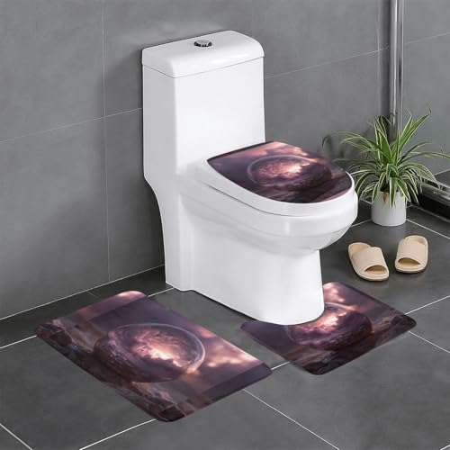 BROLEO 3-teiliges Anti-Rutsch-Fußmatten-Set, Dreamy Crystal Ball Printing Badezimmerteppiche für ultimativen Komfort, Hauptbadezimmer von BROLEO