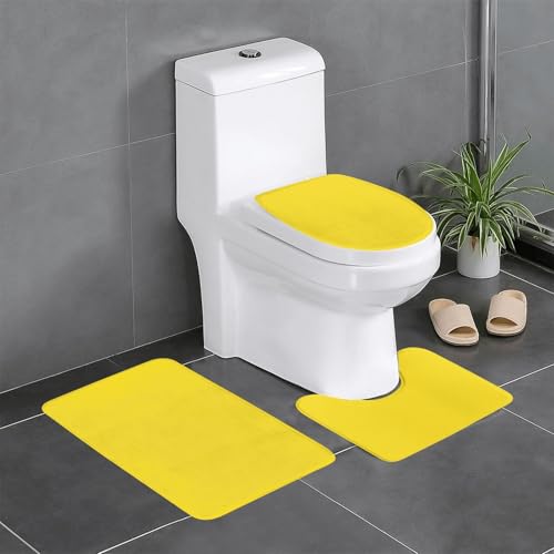 BROLEO 3-teiliges Anti-Rutsch-Fußmatten-Set, hellgelber Druck, Badezimmerteppiche für ultimativen Komfort, Hauptbadezimmer BROLEO 3-teiliges Anti-Rutsch-Fußmatten-Set, hellgelber Druck, Badezimmerteppiche für ultimativen Komfort, Hauptbadezimmer von BROLEO