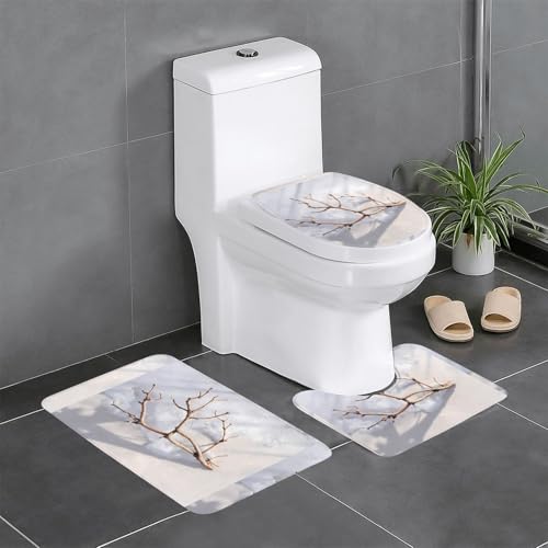 BROLEO 3-teiliges Anti-Rutsch-Fußmatten-Set, tote Äste auf dem Schnee, bedruckt für ultimativen Komfort, Hauptbadezimmer BROLEO 3-teiliges Anti-Rutsch-Fußmatten-Set, tote Äste auf dem Schnee, bedruckt für ultimativen Komfort, Hauptbadezimmer von BROLEO