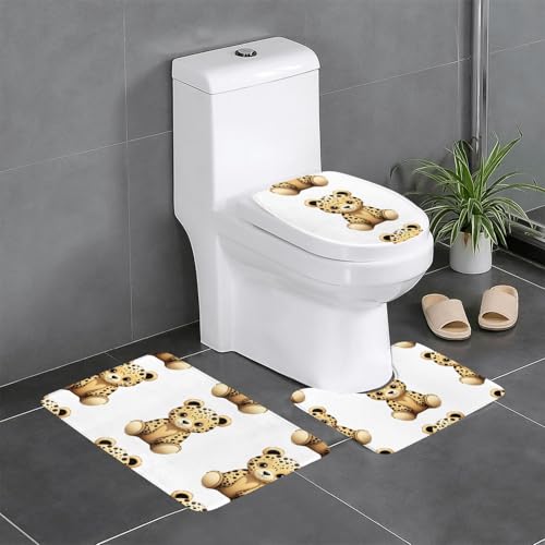 BROLEO 3-teiliges Set mit Leopardenbär-Motiv, Badezimmer-Fußmatten, rutschfest, schnell trocknend BROLEO 3-teiliges Set mit Leopardenbär-Motiv, Badezimmer-Fußmatten, rutschfest, schnell trocknend von BROLEO
