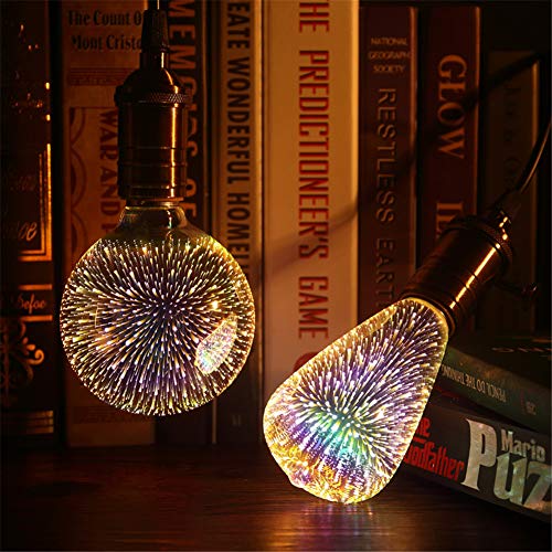 BROLEO 3D-Feuerwerk-Effektlampe, 3D-Feuerwerk-LED-Lampe, Kugelform, Bunte E27-Glasabdeckung für Zuhause (E) von BROLEO
