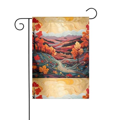 BROLEO Ahornblätter und Hügel Druck, Gartenflaggenmast für den Außenbereich, Innenhof, Dekoration, doppelseitig, 30,5 x 45,7 cm BROLEO Ahornblätter und Hügel Druck, Gartenflaggenmast für den Außenbereich, Innenhof, Dekoration, doppelseitig, 30,5 x 45,7 cm von BROLEO