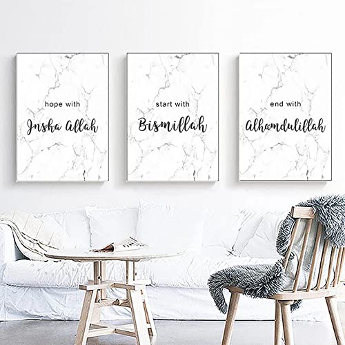 Allah Bismillah islamische Zitate Wandkunst Leinwand-Poster Einfachheit muslimischer Druck Marmor modernes Zuhause dekoratives Bild Gemälde ohne Rahmen Allah Bismillah islamische Zitate Wandkunst Leinwand-Poster Einfachheit muslimischer Druck Marmor modernes Zuhause dekoratives Bild Gemälde ohne Rahmen von BROLEO