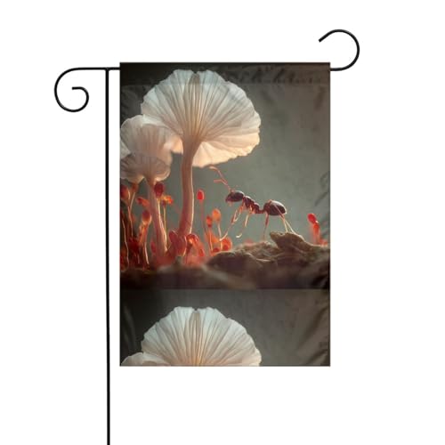 BROLEO Ameisen und Pilze Druck Garten Fahnenmast Outdoor Hof Dekoration Mode 30,5 x 45,7 cm von BROLEO