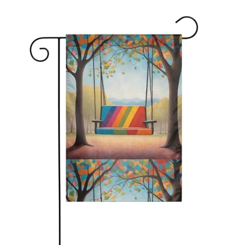 BROLEO Bunte Schaukeln, bedruckt, Gartenflaggenmast für den Außenbereich, Innenhof, Dekoration, modisch, 30,5 x 45,7 cm von BROLEO