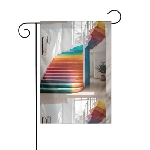 BROLEO Bunte Treppe Druck Garten Fahnenmast Outdoor Hof Dekoration Mode 30,5 x 45,7 cm von BROLEO