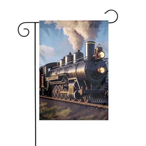 BROLEO Dampflokomotive Zugdruck Garten Fahnenmast Outdoor Hofdekoration doppelseitig 30,5 x 45,7 cm von BROLEO