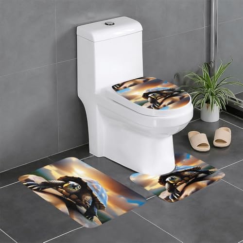BROLEO Dreiteiliges Set mit Schildkröte auf einem Felsdruck, Badezimmer-Fußmatten, Badezimmer-Duschmatten, rutschfest, schnell trocknend BROLEO Dreiteiliges Set mit Schildkröte auf einem Felsdruck, Badezimmer-Fußmatten, Badezimmer-Duschmatten, rutschfest, schnell trocknend von BROLEO