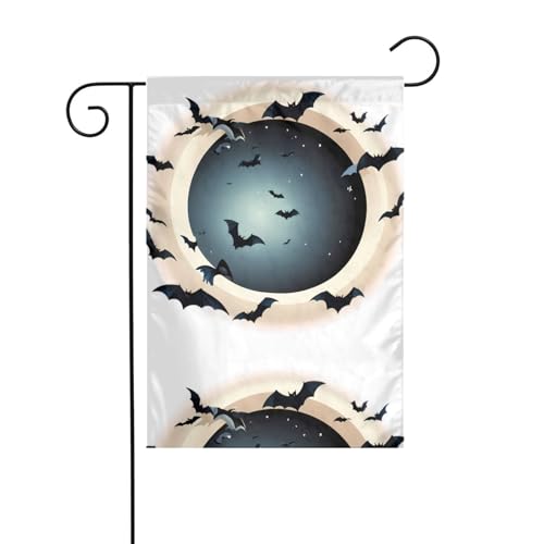 BROLEO Fahnenmast mit Fledermäusen in einem schwarzen Loch, bedruckt, für den Außenbereich, Innenhof, Dekoration, modisch, 30,5 x 45,7 cm von BROLEO