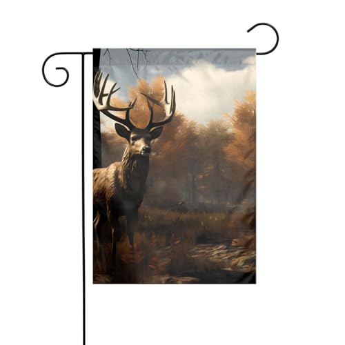 BROLEO Fahnenmast mit Hirschjagd-Druck, für den Außenbereich, Innenhof, Dekoration, modisch, 30,5 x 45,7 cm von BROLEO