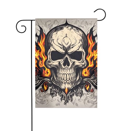 BROLEO Feuerschädel Druck Garten Fahnenmast Outdoor Hof Dekoration doppelseitig 30,5 x 45,7 cm von BROLEO