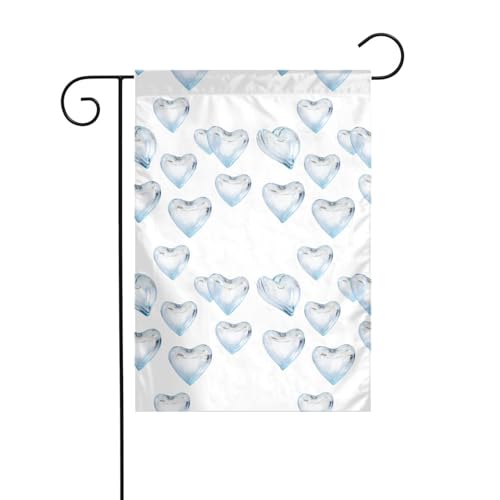 BROLEO Gartenflaggenmast aus reinem Glas mit Herz-Druck, doppelseitig, 30,5 x 45,7 cm von BROLEO