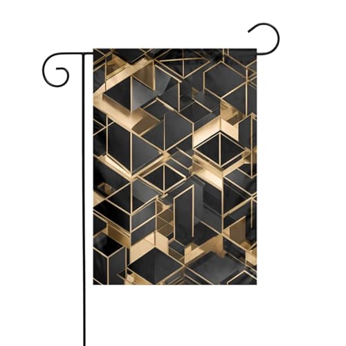 BROLEO Gartenflaggenmast mit 2 schwarzen und goldfarbenen Plaiden, 30,5 x 45,7 cm BROLEO Gartenflaggenmast mit 2 schwarzen und goldfarbenen Plaiden, 30,5 x 45,7 cm von BROLEO