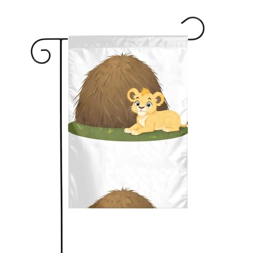 BROLEO Gartenflaggenmast mit Löwenjunges neben Heuhaufen, doppelseitig, 30,5 x 45,7 cm BROLEO Gartenflaggenmast mit Löwenjunges neben Heuhaufen, doppelseitig, 30,5 x 45,7 cm von BROLEO