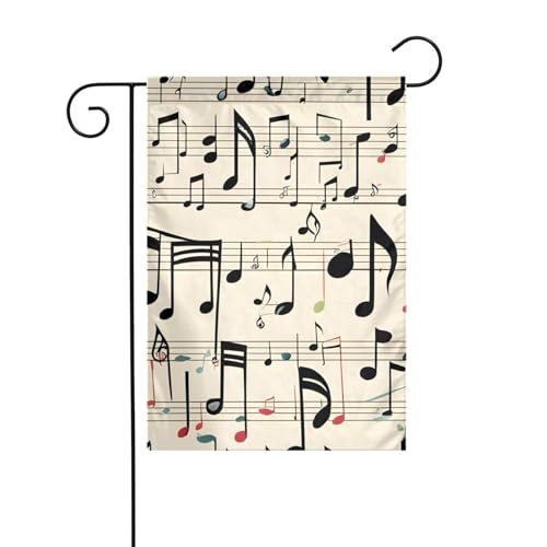 BROLEO Gartenflaggenmast mit Musik-Motiv, Dekoration, modisch, 30,5 x 45,7 cm von BROLEO