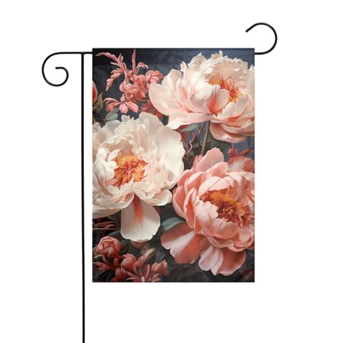 BROLEO Gartenflaggenmast mit hellweißen Pfingstrosen, doppelseitig, 30,5 x 45,7 cm BROLEO Gartenflaggenmast mit hellweißen Pfingstrosen, doppelseitig, 30,5 x 45,7 cm von BROLEO