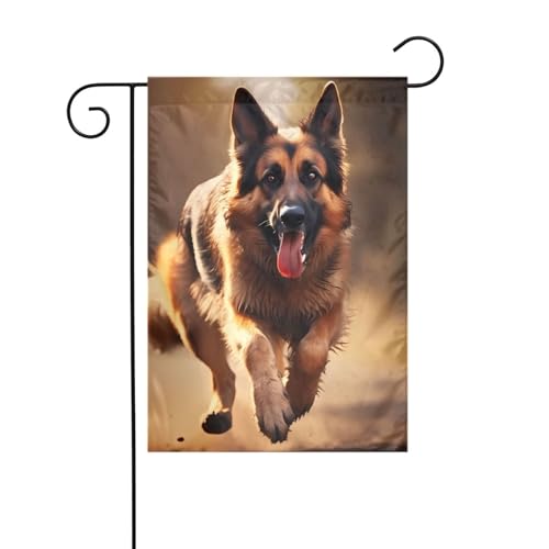 BROLEO Gartenflaggenmast mit laufendem Deutscher Schäferhund, Dekoration, modisch, 30,5 x 45,7 cm von BROLEO