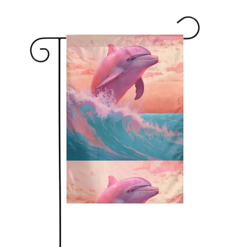 BROLEO Gartenflaggenmast mit rosa Delfin-Druck, doppelseitig, 30,5 x 45,7 cm BROLEO Gartenflaggenmast mit rosa Delfin-Druck, doppelseitig, 30,5 x 45,7 cm von BROLEO