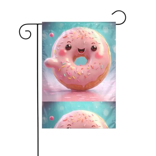 BROLEO Gartenflaggenmast mit rosa Donut-Druck, doppelseitig, 30,5 x 45,7 cm BROLEO Gartenflaggenmast mit rosa Donut-Druck, doppelseitig, 30,5 x 45,7 cm von BROLEO