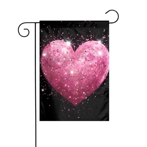 BROLEO Gartenflaggenmast mit rotem Herz, rosa Glitzer, doppelseitig, 30,5 x 45,7 cm BROLEO Gartenflaggenmast mit rotem Herz, rosa Glitzer, doppelseitig, 30,5 x 45,7 cm von BROLEO