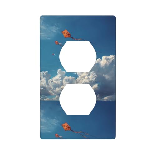 BROLEO Kite in The Sky Druck-Doppelsteckdosen-Wandpaneel, dekorativ für Wohn- und Gewerbebereiche, 11,4 x 7 cm von BROLEO
