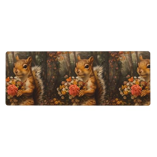 BROLEO Kleines Eichhörnchen mit Blumendruck, extra großes Mauspad, für Computer, Büro, rutschfeste Gaming-Tastatur, verdickte Version, 30,5 x 80 cm BROLEO Kleines Eichhörnchen mit Blumendruck, extra großes Mauspad, für Computer, Büro, rutschfeste Gaming-Tastatur, verdickte Version, 30,5 x 80 cm von BROLEO