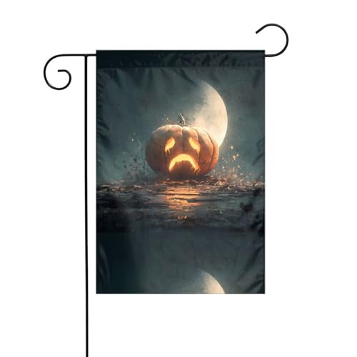 BROLEO Kürbis Gesicht Druck Garten Fahnenmast Outdoor Hof Dekoration Mode 30,5 x 45,7 cm von BROLEO