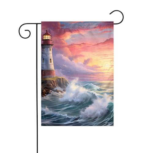 BROLEO Leuchtturm Diamantmalerei Druck Garten Fahnenmast Outdoor Hof Dekoration doppelseitig 30,5 x 45,7 cm von BROLEO