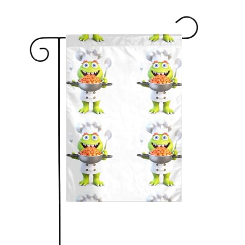 BROLEO Little Monster Cooking Printing Gartenflaggenmast Outdoor Hofdekoration Mode 30,5 x 45,7 cm von BROLEO
