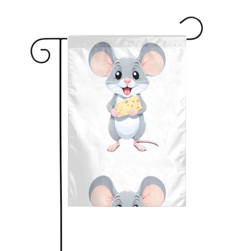 BROLEO Maus frisst Käse Druck Garten Fahnenmast Outdoor Innenhof Dekoration doppelseitig 30,5 x 45,7 cm von BROLEO