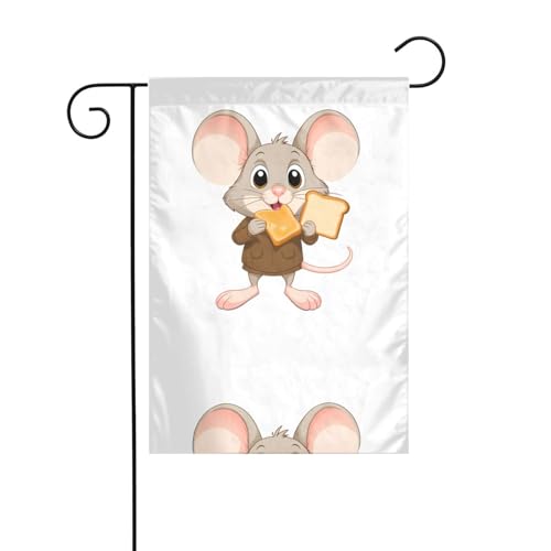 BROLEO Maus isst Toast Druck Garten Fahnenmast Outdoor Hof Dekoration doppelseitig 30,5 x 45,7 cm von BROLEO