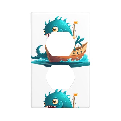 BROLEO Monsterbefallenes Boot, bedruckt, Doppelsteckdose, Wandpaneel, dekorativ für Wohn- und Gewerbebereiche, 11,4 x 7 cm BROLEO Monsterbefallenes Boot, bedruckt, Doppelsteckdose, Wandpaneel, dekorativ für Wohn- und Gewerbebereiche, 11,4 x 7 cm von BROLEO