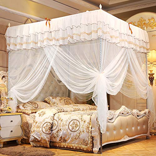 BROLEO Moskitonetz-Bett-Spitzenbettwäsche-Bettvorhänge für Himmelbett-Himmelvorhänge, Betthimmel-Vorhänge (120 * 200 * 200) von BROLEO