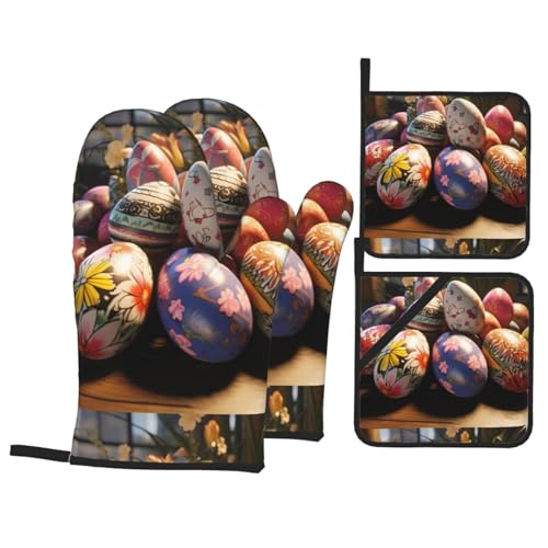 BROLEO Ostereier-Druck-Küchen-Backset, Ofenhandschuhe, verdickter und isolierter vierteiliger Anzug BROLEO Ostereier-Druck-Küchen-Backset, Ofenhandschuhe, verdickter und isolierter vierteiliger Anzug von BROLEO