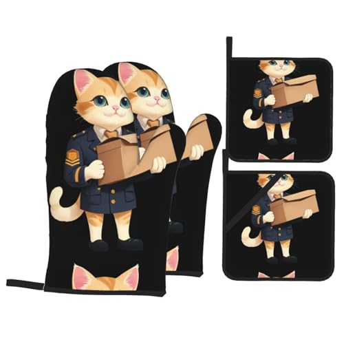 BROLEO Postman Kitten Druck Küche Backset Ofenhandschuhe verdickter und isolierter vierteiliger Anzug BROLEO Postman Kitten Druck Küche Backset Ofenhandschuhe verdickter und isolierter vierteiliger Anzug von BROLEO