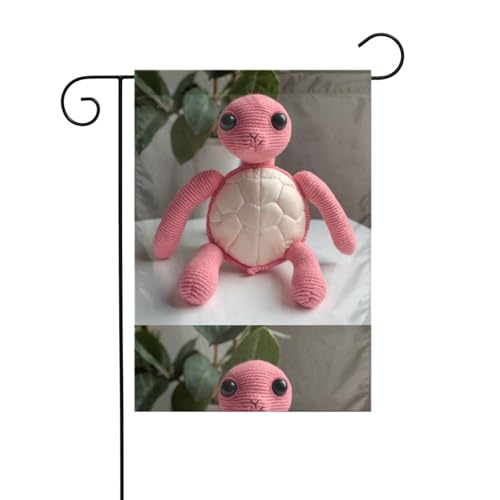 BROLEO Rosa Schildkrötenpuppe Druck Garten Fahnenmast Outdoor Innenhof Dekoration doppelseitig 30,5 x 45,7 cm von BROLEO