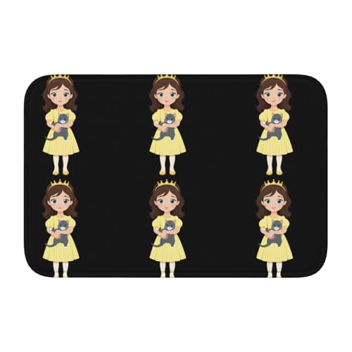 BROLEO Rutschfeste, verdickte Bodenmatte, kleine Prinzessin, die ein Kätzchen hält, rutschfest, leicht zu reinigen, langlebig, perfekt für WC, Badezimmer, 60 x 40 cm BROLEO Rutschfeste, verdickte Bodenmatte, kleine Prinzessin, die ein Kätzchen hält, rutschfest, leicht zu reinigen, langlebig, perfekt für WC, Badezimmer, 60 x 40 cm von BROLEO